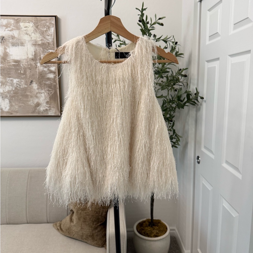 Zara Cream fringe Sleeveless Top